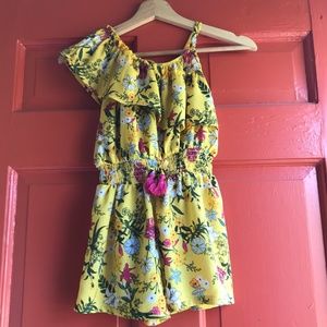 BCBG yellow floral girls romper